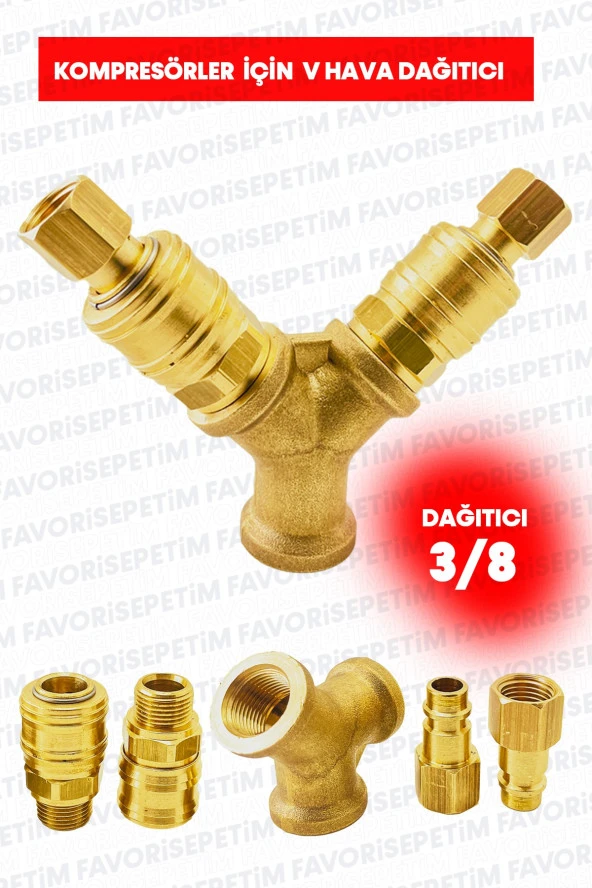 Yüksek Kalite Havalı Kompresörler için 2'li Dağıtıcı ve Hava Giriş Rekorları 3/8'' - 2