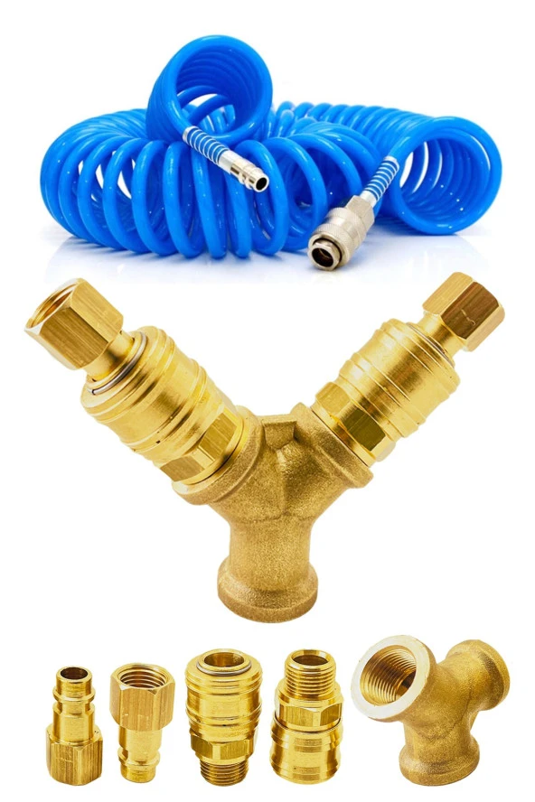 Yüksek Kalite Havalı Kompresörler için 2'li Dağıtıcı ve Hava Giriş Rekorları 3/8'' 15 Metre Hortum - Resim 2