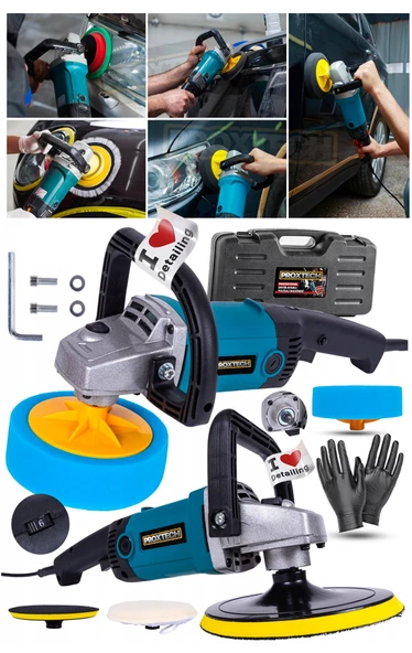 Yüksek Kalite 6 Kademeli Devirli Sünger Setli Zımpara Pasta Cila  Büyük Polisaj Makinesi  Ful Paket - Resim 5