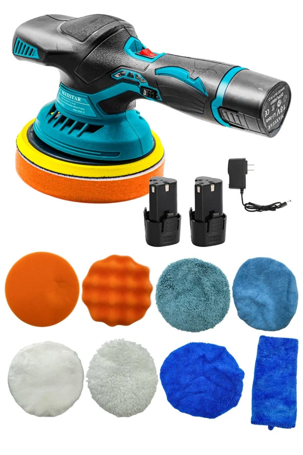 Orbital Kablosuz Akülü Lityum 2x Batarya 6 Devir Ayarlı  Detay Pasta Cila Zımpara Polisaj Makinesi - Resim 2