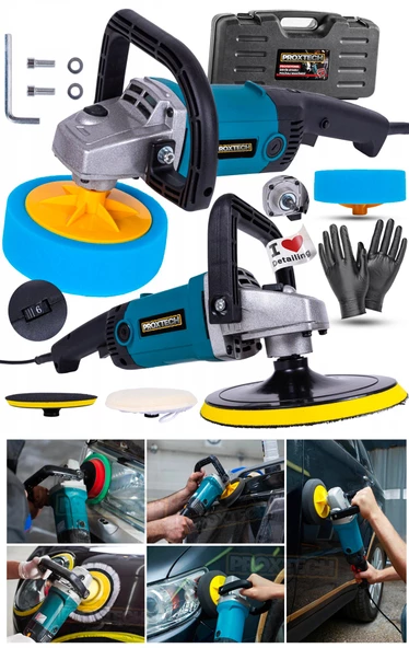 Yüksek Kalite 6 Kademeli Devirli Sünger Setli Zımpara Pasta Cila  Büyük Polisaj Makinesi  Ful Paket - Resim 4