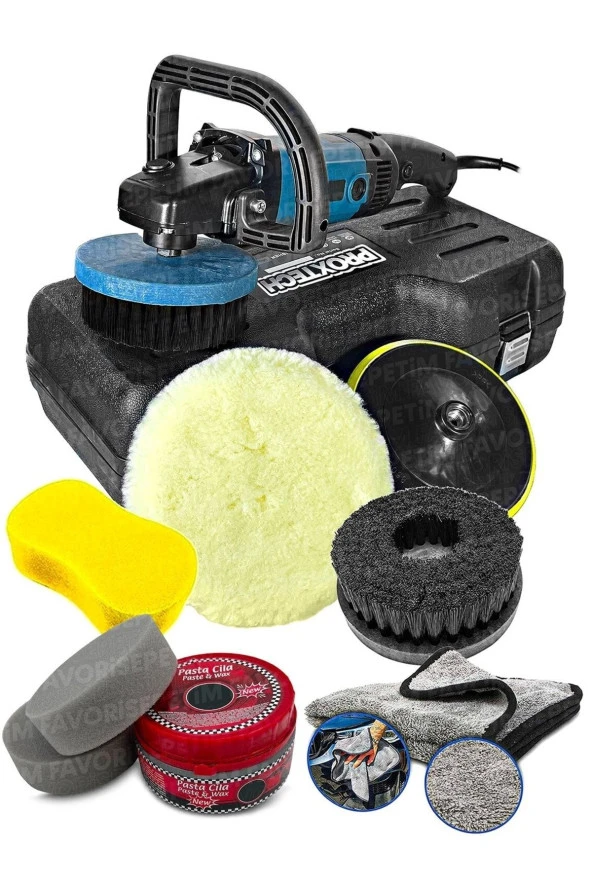 PROXTECH Pro Speed Yeni Nesil 6 Kademe Devir Ayarlı Koltuk Yıkama Zımpara Pasta Cila Polisaj Makinesi Ful Pak ürün görseli