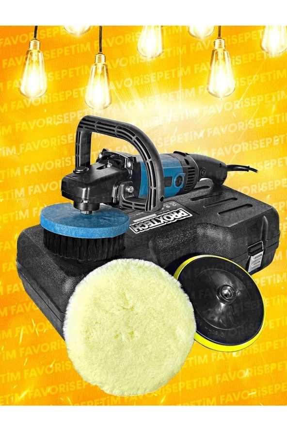PROXTECH Pro Speed Yeni Nesil 6 Kademe Devir Ayarlı Koltuk Yıkama Zımpara Pasta Cila Polisaj Makinesi Ful Pak - Resim 2