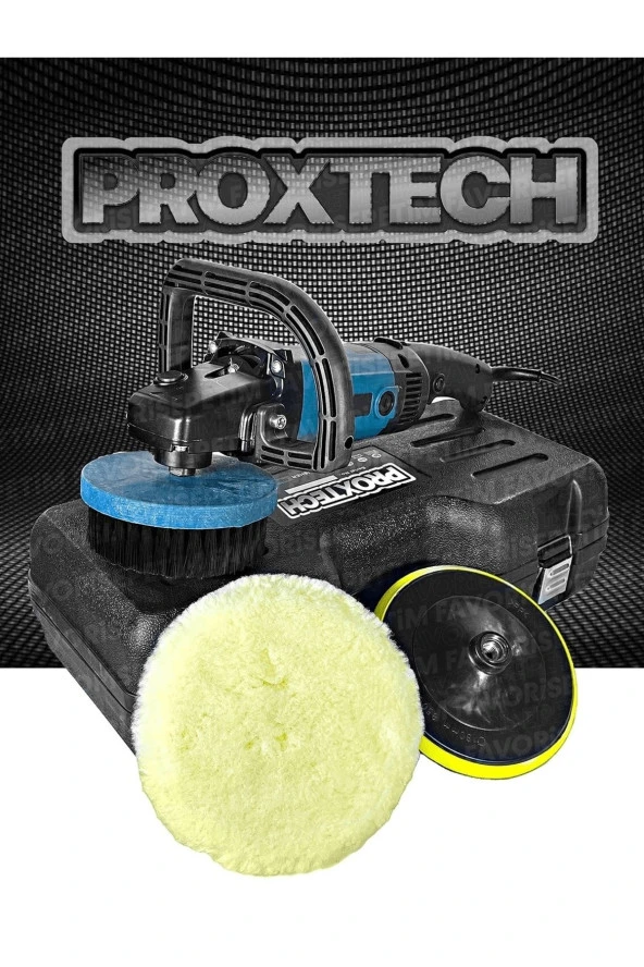 PROXTECH Pro Speed Yeni Nesil 6 Kademe Devir Ayarlı Koltuk Yıkama Zımpara Pasta Cila Polisaj Makinesi Ful Pak - Resim 4