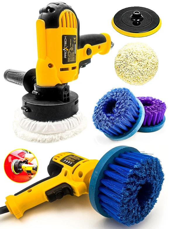 PROXTECH Araç, KoltukYıkama 6Kademe Devir Ayarlı Zımpara Parlatma Pasta Cila Polisaj Makinası + Fırça Hediye ürün görseli
