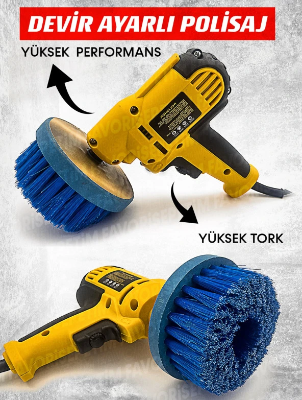 PROXTECH Araç, KoltukYıkama 6Kademe Devir Ayarlı Zımpara Parlatma Pasta Cila Polisaj Makinası + Fırça Hediye - Resim 2