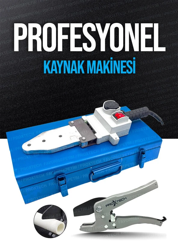 PROXTECH  Ağır Hizmet Çift Residans Isı Ayarlı Pprc Plastik Boru Kaynak Makinesi Çantalı Pro Makaslı Set - Resim 2