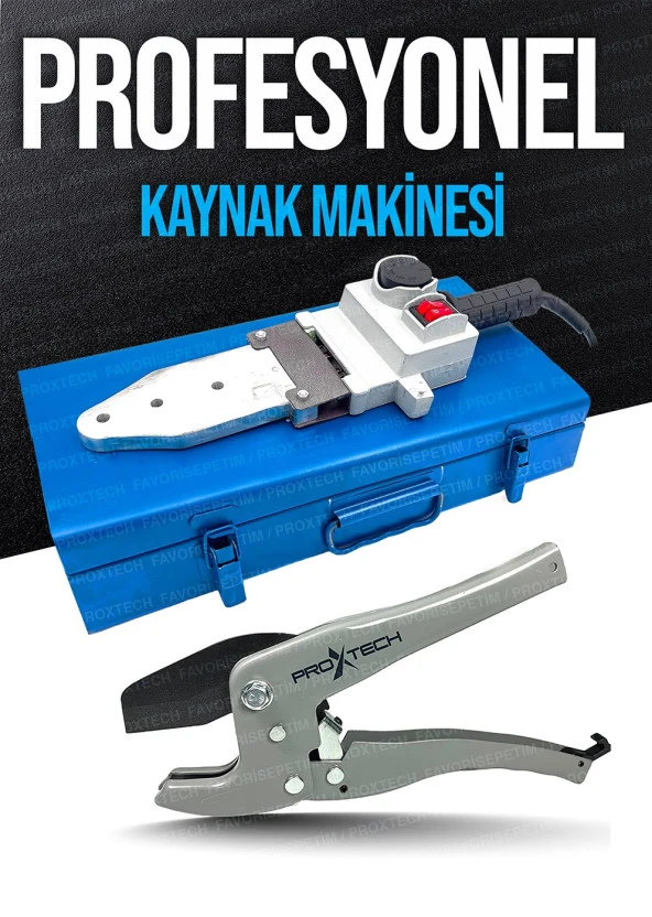 PROXTECH  Ağır Hizmet Çift Residans Isı Ayarlı Pprc Plastik Boru Kaynak Makinesi Çantalı Pro Makaslı Set - Resim 4