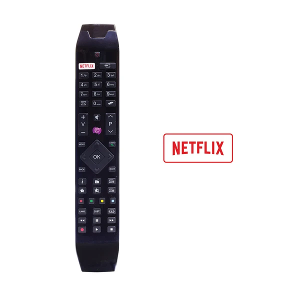 WEKO KL VESTEL NETFLIX-MOR TUŞLU YENİ ÜSTÜ CAMLI-HITACHI RC 49141 LED TV KUMANDA (40140=18391)
