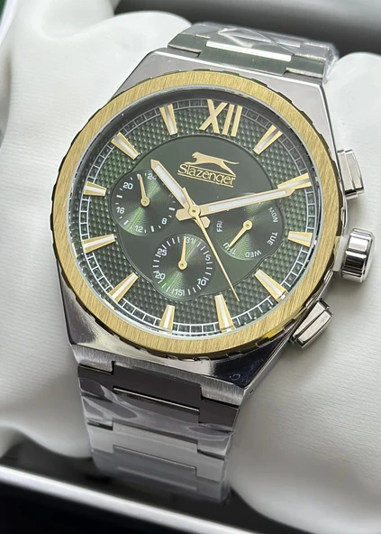 Slazenger Yeşil Kadran Gümüş Renk Çelik Kordon Erkek Kol Saati - 2