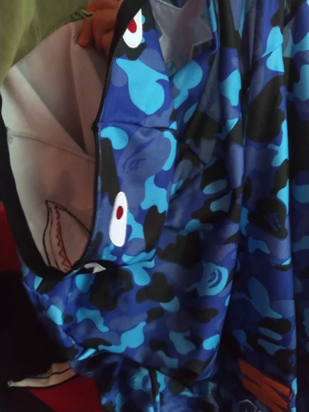 Unisex Pubg Bape x Shark Hoodie - Mavi - 8