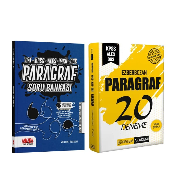 Pegem Akademi KPSS Paragraf 20 Deneme ve AKM Paragraf Soru Bankası Seti 2 Kitap