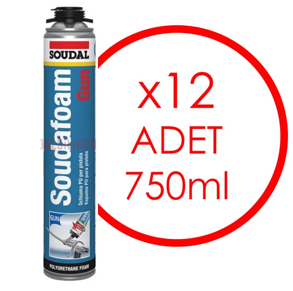 12 ADET SOUDAL SOUDAFOAM GUN TABANCALI KULLANILAN KÖPÜK 750ML 850GR 147081