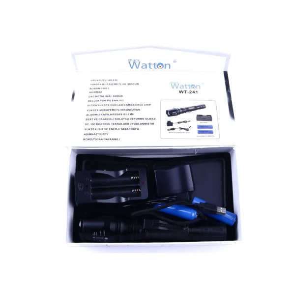 Profesyonel Tx6 Şarjlı Zoomlu El Feneri Watton Wt-241 - 3