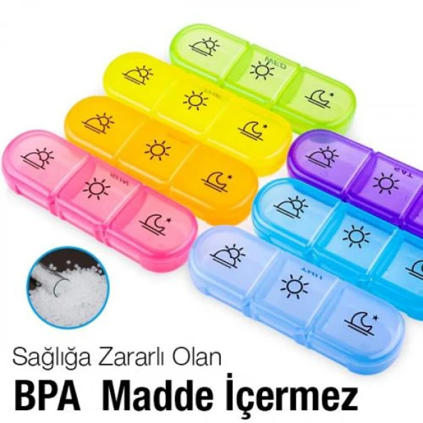 Coofbe Haftalık İlaç Saklama Kutusu 21 Gözlü Kilitli Kapaklı Hap İlaç Vitamin Saklama Kutusu Kabı - 2