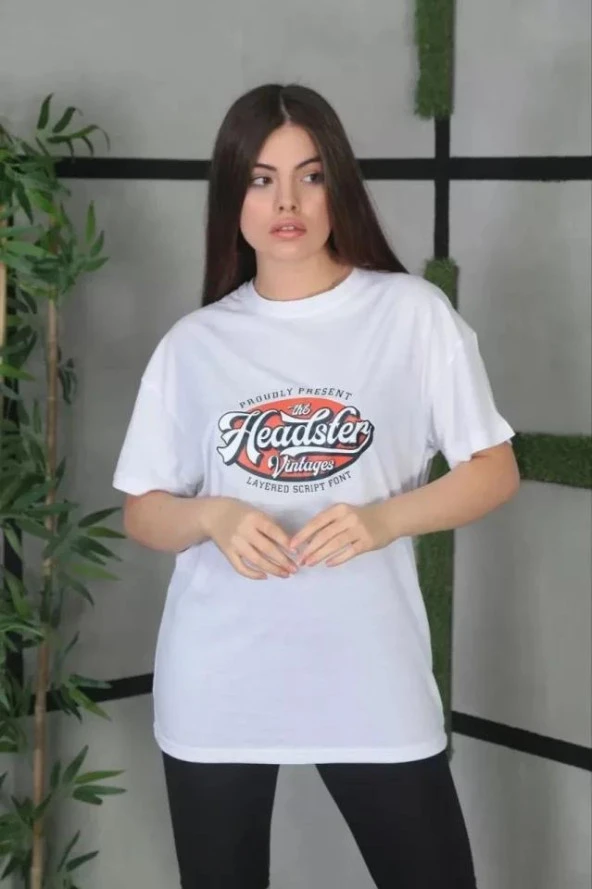 Babua Unisex Baskılı Oversize T-Shirt - Beyaz