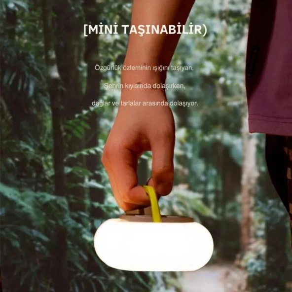 Coofbe 1200Mah Şarjlı Taşınabilir 2in1 Masaüstü 15W Kablosuz Şarj Cihazı ve Gece Lambası Kamp Işığı - 5