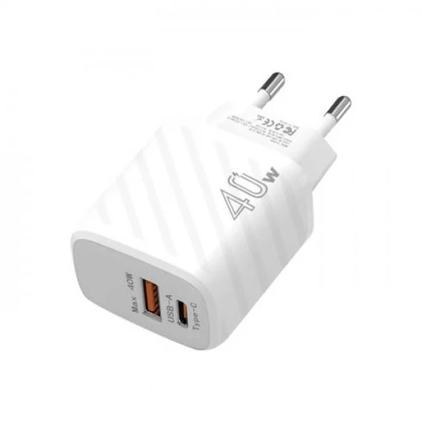 Polham QC3.0 PD Süper Hızlı 40W USB ve Type C Girişli Şarj Adaptörü, Akım, Isı Korumalı Şarj Başlığı