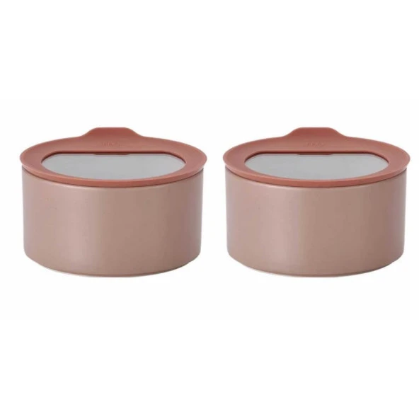 Fika One Seramik 2 Adet 420 Ml Pembe Saklama Kabı D-NEONE042-03
