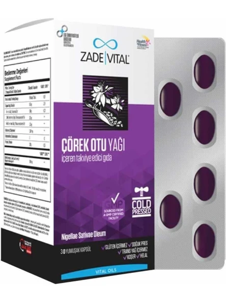 Zade Vital Çörek Otu Yağı 900 mg 30 Yumuşak Kapsül