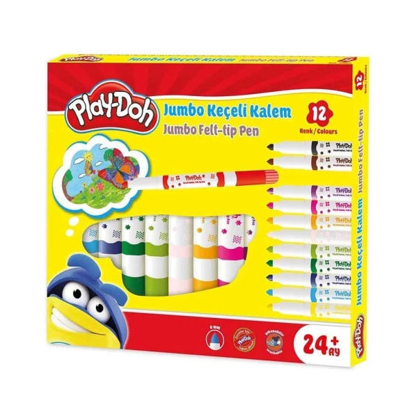 Play-Doh Jumbo Keçeli Kalem 6 mm 12 li