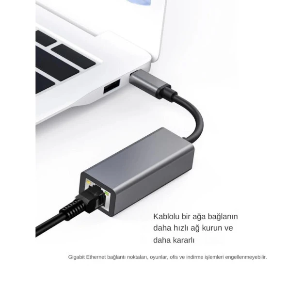 Polham 1000Mbps Type-C to RJ45 Dönüştürücü Type-C to RJ45 Ethernet LAN Port Adaptör