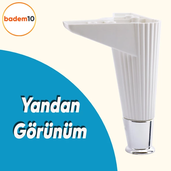 Elista Mobilya Ayağı Sehpa Tv Ünitesi Ayakları Yükseltici 15 Cm Beyaz Krom 4 Adet - Resim 3