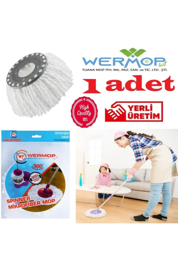 Safir Wermoplast Yedek Mikrofiber Vileda Mop Ucu Başlığı (1 ADET) Boyut (40X40)