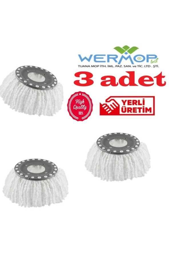 Wermoplast Yedek Mikrofiber Vileda Mop Ucu Başlığı (3 ADET) Boyut (40X40)