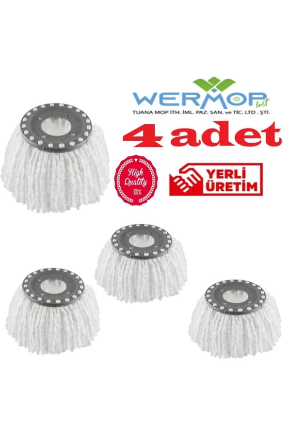 Safir Wermoplast Yedek Mikrofiber Vileda Mop Ucu Başlığı (4 ADET) Boyut (40X40)