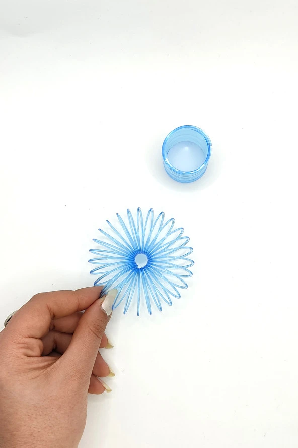 Silindir Şekilli Neon Mavi Stres Yayı Oyuncak Stres Yayı - 3 cm çapında - 1 Adet - Resim 2