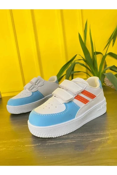 Pembe Potin Rahat Taban Cırtlı Çocuk Sneaker 001-700-23TurkuazTuruncu - 2