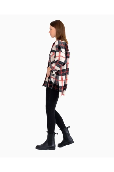 Seçil Oversize Gömlek Yaka Midi Kazak Gömlek - Günlük Şıklık - 7