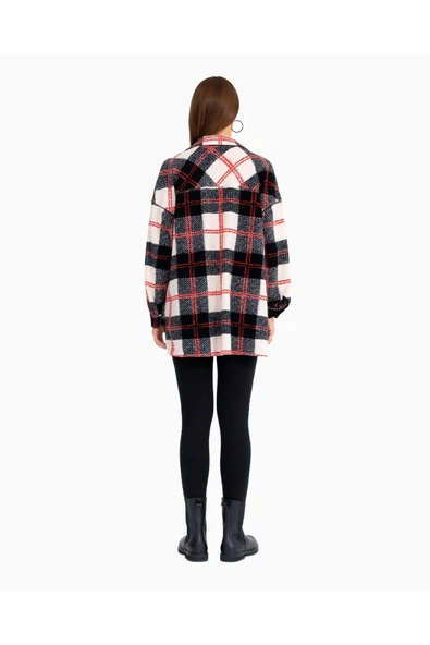 Seçil Oversize Gömlek Yaka Midi Kazak Gömlek - Günlük Şıklık - 8