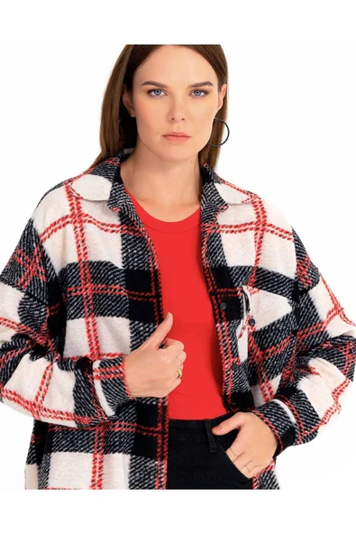 Seçil Oversize Gömlek Yaka Midi Kazak Gömlek - Günlük Şıklık - 5