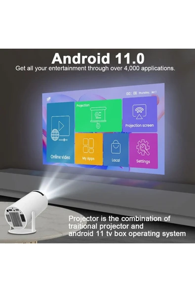 Hakopro H96 Mini Android 11.0 1080P Taşınabilir Projeksiyon Cihazı - 4