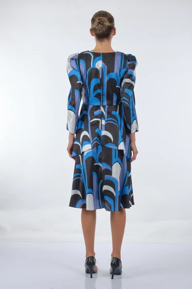 Fever Midi Pileli Şifon Elbise - Günlük & Özel Günler İçin - Resim 5