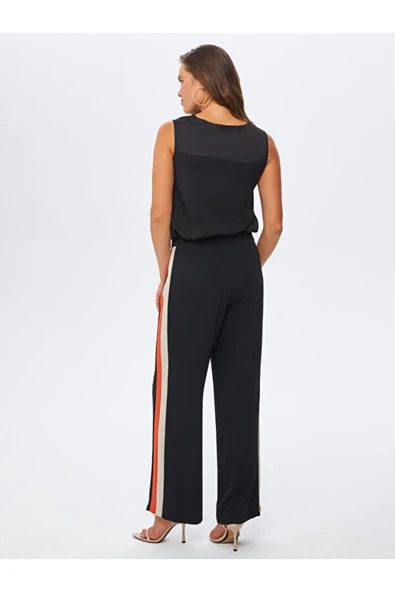 Faik Sönmez Minimalist Yüksek Bel Kadın Pantolon - Yan Şerit Detay - Resim 5