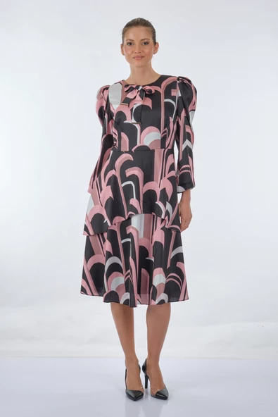 Fever Midi Pileli Şifon Elbise - Günlük & Özel Günler İçin - Resim 2