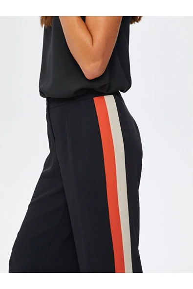 Faik Sönmez Minimalist Yüksek Bel Kadın Pantolon - Yan Şerit Detay - Resim 6