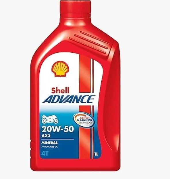 SHELL ADVANCE AX3 20W-50 SG/MA  MOTOSİKLET YAĞI 1 LT