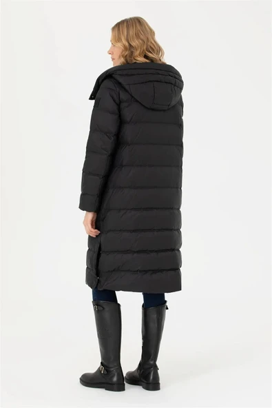 U.S. Polo Assn. Kapüşonlu Midi Şişme Kaban - Kışlık - 3