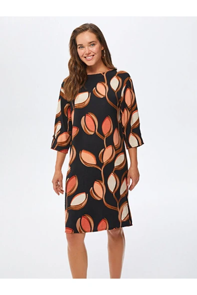 Faik Sönmez Midi Elbise - 3/4 Kol - Günlük Stil - 2