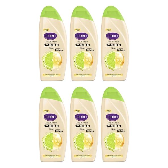 Duru Misket Limonu&Kolajen Yağlı Saçlar için Şampuan 6x500 ml