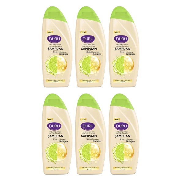 Duru Misket Limonu&Kolajen Yağlı Saçlar için Şampuan 6x500 ml