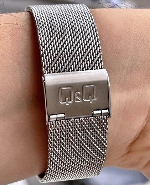 Q&Q Erkek Hasır Kordon Kol Saatİ  Gümüş Siyah - Resim 3