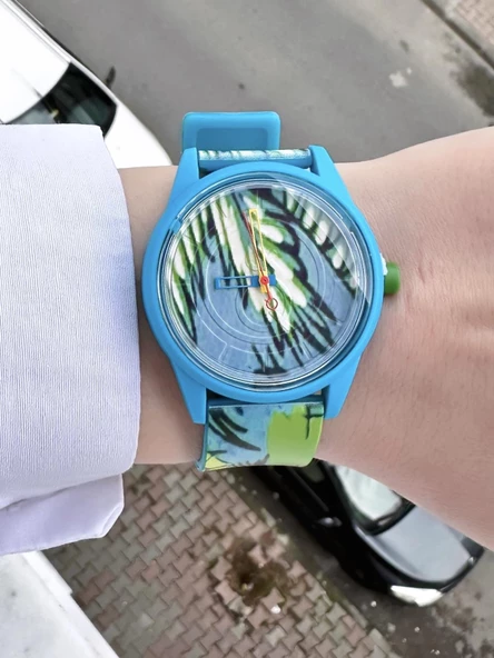 Q&Q Unisex Su Geçirmez Plastik Kordon Kol Saati  Mavi - Resim 2