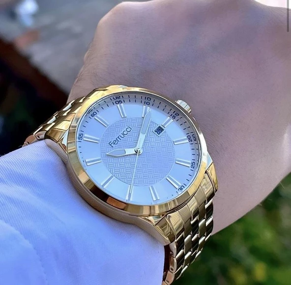 Ferrucci Erkek Metal Kordon Kol Saati  Altın