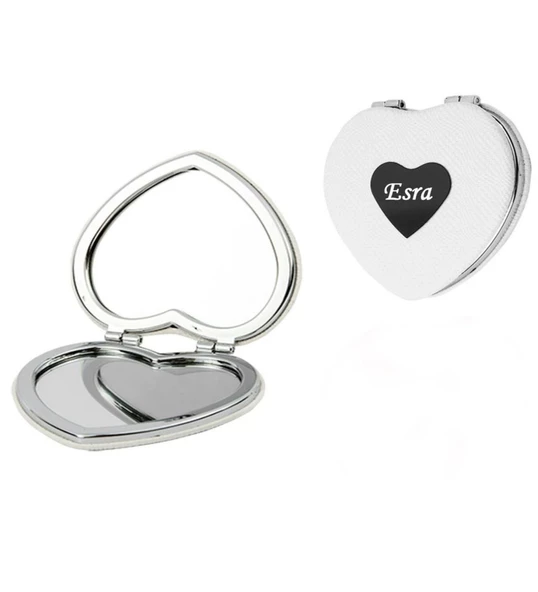 Sevgiliye Anneye Hediye İsme Kişiye Özel Kırmızı Kalpli Ayna - 2