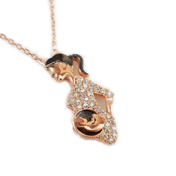 Hamile Bayan Kolye 925 Ayar Gümüş Anneler Gününe Özel - 3